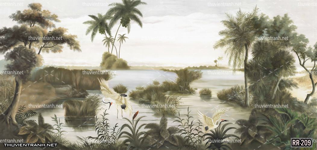 Tranh dán tường rừng rậm nhiệt đới, Tranh vẽ cổ điển, Vintage TropicalRR-209 - Tranh tường chất lượng cao